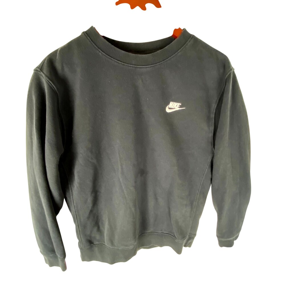 Nike Sweatshirt Men's Small Black Fleece Lined Cotton Logo Long Sleeve Pullover